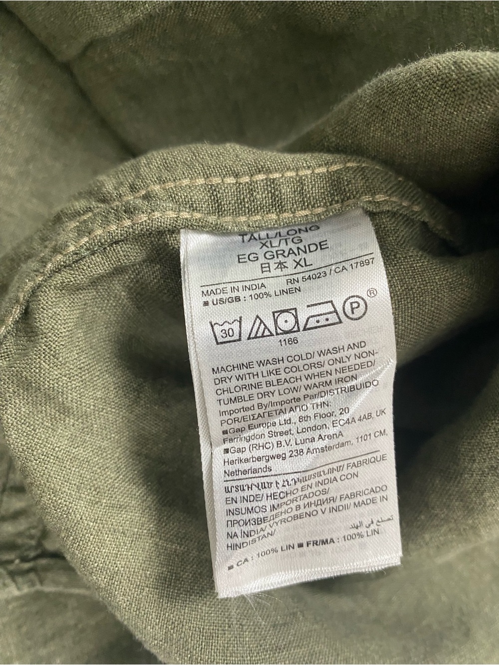 Banana Republic Linen Standard Fit Short Sleeve Button Front Shirt | Olive Green - Picture 13 of 16
